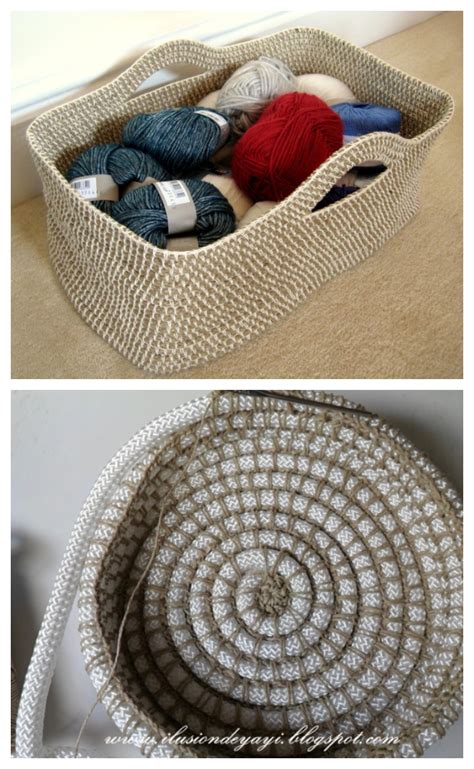 Crochet Rainbow Rope Basket Tutorial Free Pattern Crochet Basket