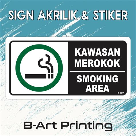 Jual Sing Label Kawasan Merokok Smoking Area Sign Akrilik 31X15 Cm