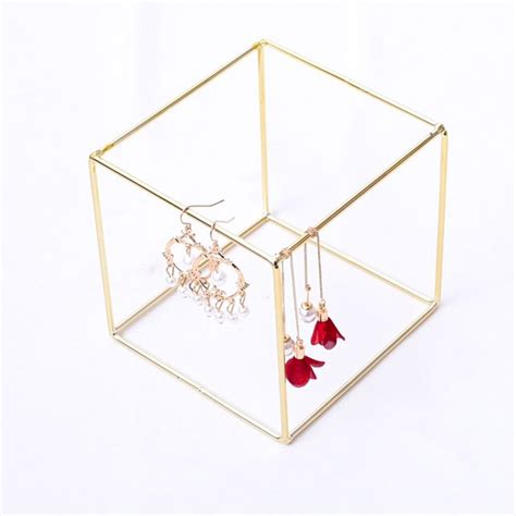 Porte Boucle d Oreille Cube Doré Boucle d oreille Boucles Porte