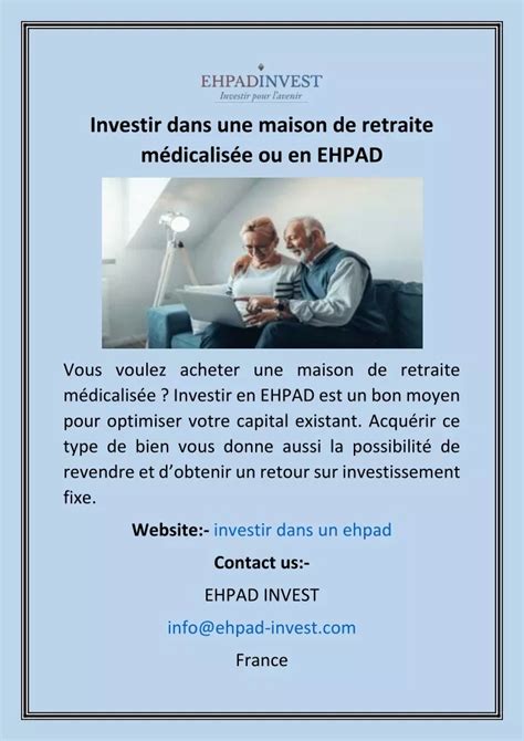 Ppt Investir Dans Une Maison De Retraite M Dicalis E Ou En Ehpad