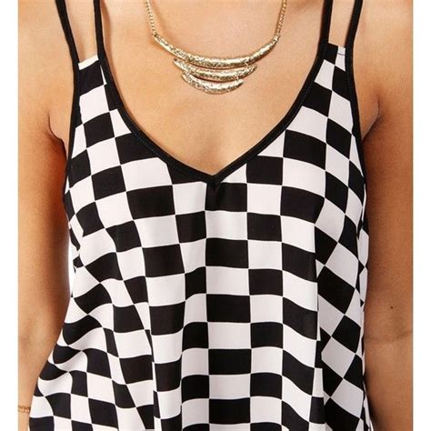 Black White Checkered Tank Top 27 Liked On Polyvore Tops Tank