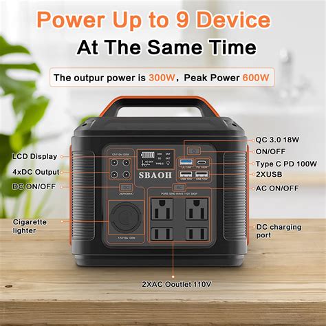 Sbaoh Portable Power Station 300w 296wh Solar Generator Quick Charge 110v Ac Outletsdc Ports