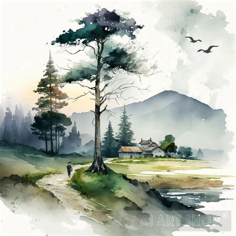 watercolor landscape, Water color Art, Landscape Painting, Nature S...