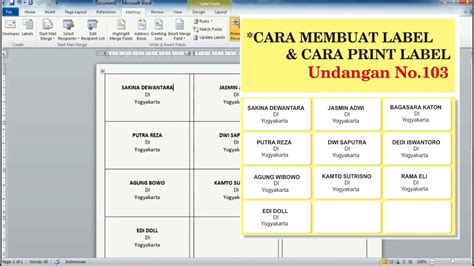 Cara Membuat Dan Print Label Undangan Youtube