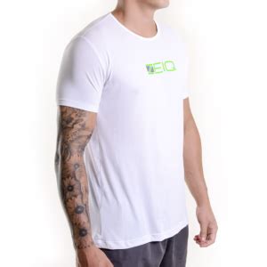 Camiseta Esportiva Slim Zeiq Branca Logo Verde E Cinza Zeiq