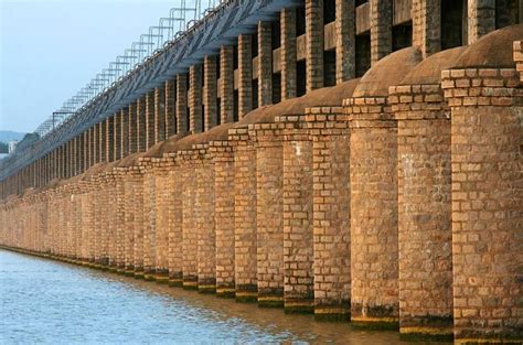 Prakasam Barrage River With Green Colour Water Indiano Travel