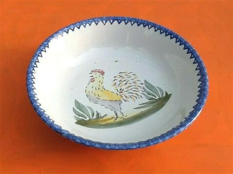 Fa Ence De Charolles D Cor Au Coq Plat Ancien Rond Et Creux Bordure