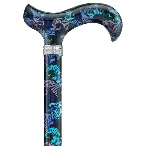 Blue Majestic Waves Designer Derby Adjustable Walking Cane