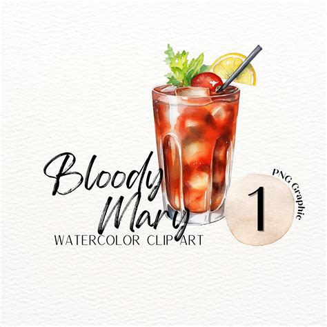 Bloody Mary Cocktail Clip Art Watercolor Drink PNG Brunch Sublimation Design Alcohol Scrapbook ...