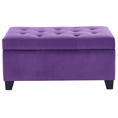 Nspire Sally Velvet Tufted Storage Ottoman Purple The Home Depot