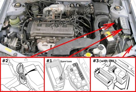 رسم تخطيطي للصمامات والمرحلات Toyota Tercel L50 1994 1999 مخططات صندوق الصمامات