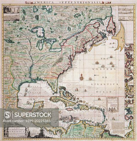 Map of Early America 1733. - SuperStock