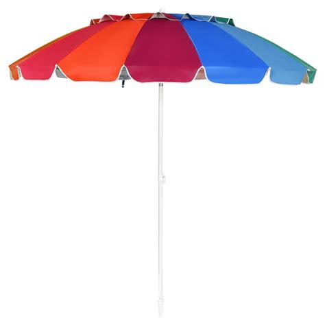 Patiojoy 8 Ft Patio Beach Umbrella Sun Shelter W Sand Anchor And Tilt Air