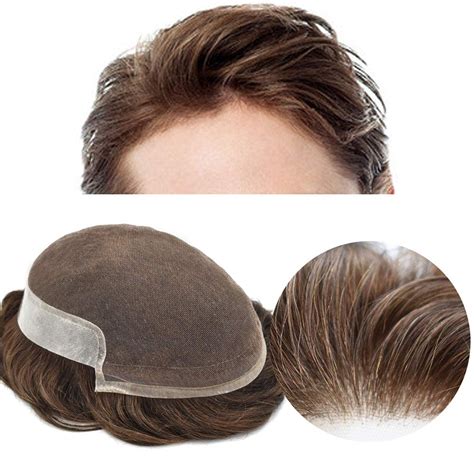 Buy Toupee For Men French Lace Front Mens Toupee Hairpieces Bleached Knots Natural Hairline Mens