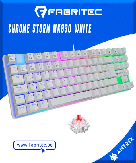 Teclado Mecanico Tkl Antryx Chrome Storm Mk White Red Switch Amk