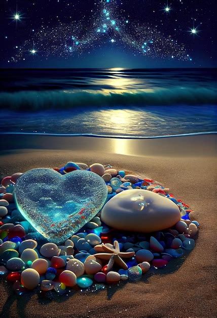 Premium Ai Image Heart Shaped Rock Sitting On Top Of A Beach Next To