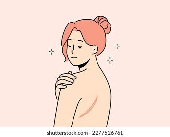 Naked Woman Scar On Back Female Stock Vector Royalty Free