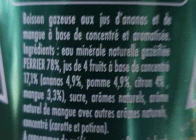 Perrier Juice Eau Gazeuse Aromatis E Ananas Mangue Cl Ml