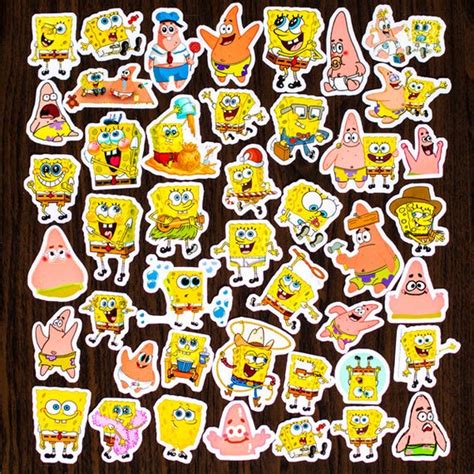 40 Pcs Spongebob Squarepants Sticker Pack Anime Etsy