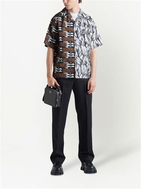 Prada Graphic Print Short Sleeve Shirt Brown FARFETCH