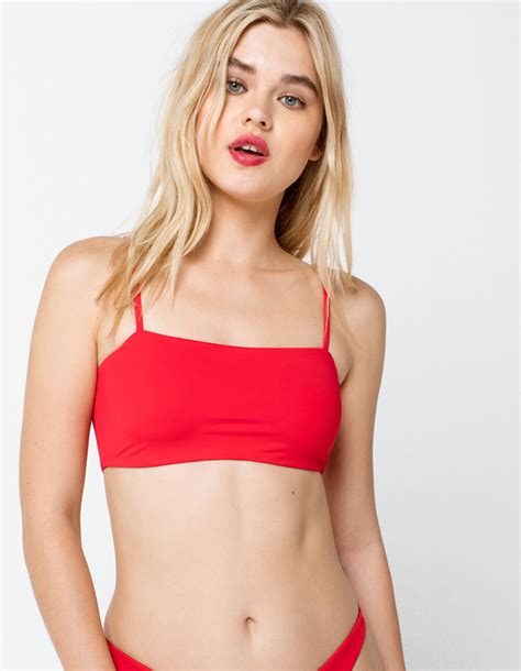 Full Tilt Red Bandeau Bikini Top Red Tillys