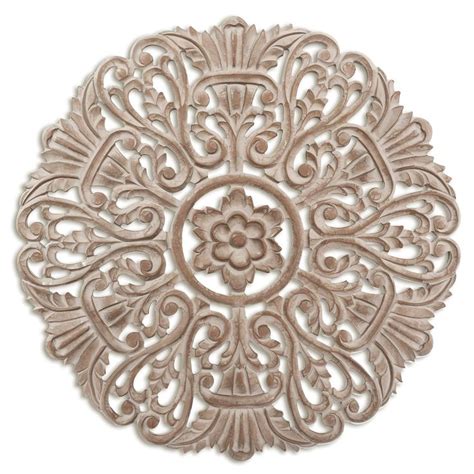 JFY DESIGNS WALL MEDALLION | CAMILLO - 36X36" HANDCARVED WOODEN ...