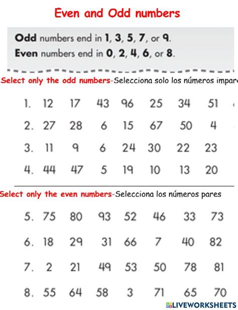 Odd And Even Numbers Worksheet Grade 3