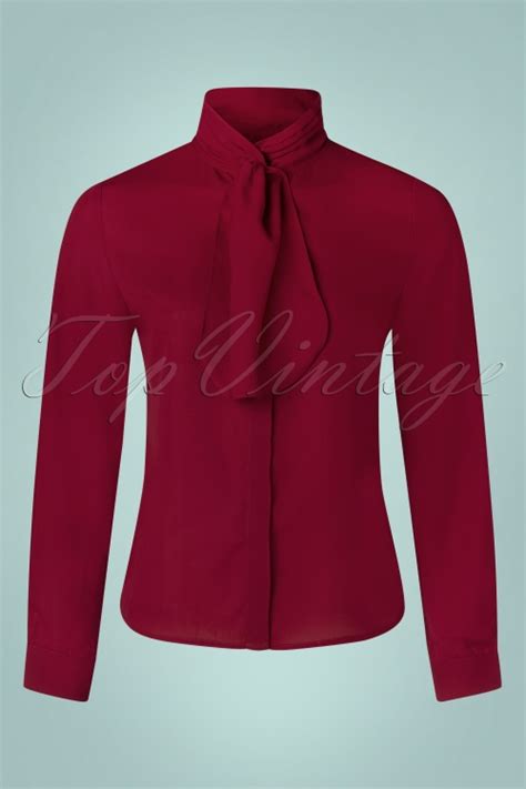 Banned Retro 50s Grace Blouse In Burgundy Shop At Topvintage