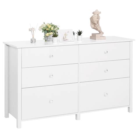 VEIKOUS 6 Drawer Dresser With Metal Knob Chest Of Drawers For Bedroom