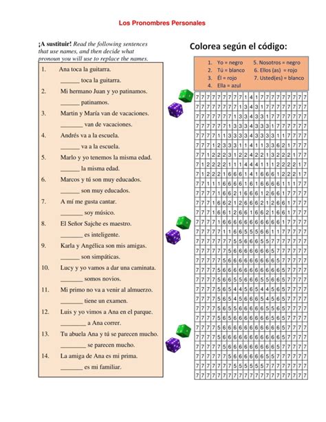 Color By Code Subject Pronouns Mr Sajche