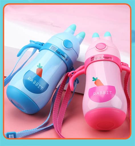 Дети мультфильм питьевой бутылки двухслойные нержавеющая сталь воды ...