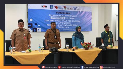 Pembukaan Pelatihan Penyuluh Antikorupsi Tahun Bpsdmd Ntb