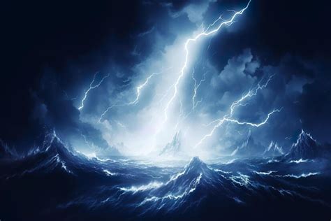 Premium AI Image | sea storm lightning ocean wallpaper background