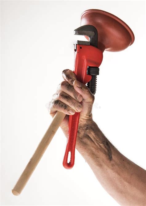 Plumber Tools on White stock photo. Image of plunger - 103727912