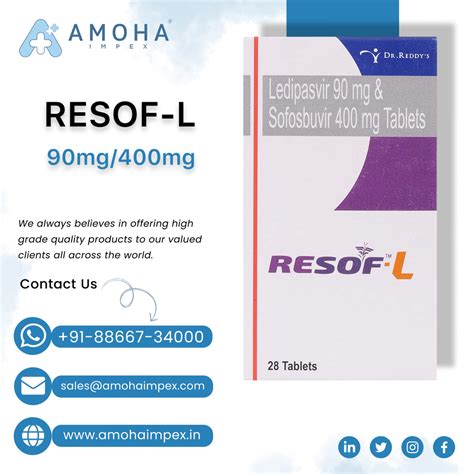 90mg 400mg Resof L Ledipasvir 90mg Sofosbuvir 400 Mg At Rs 4500 Bottle