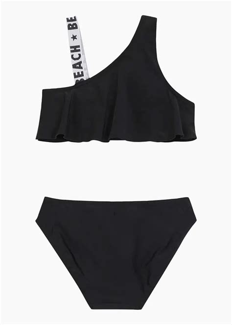 Leuke Bikini Met Bijzondere Schouderbandjes Zwart