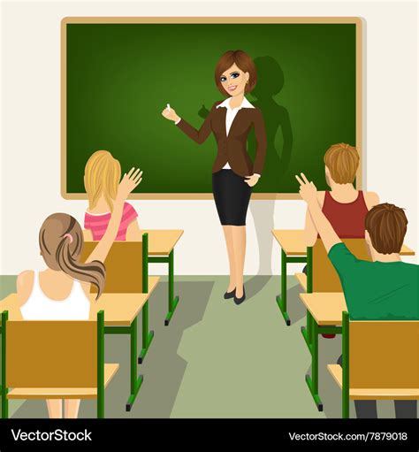 School lesson with students and teacher Royalty Free Vector