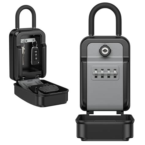 Key Lock Box, AMIR Key Safe Box with Emergency Key Removable Hook Extra ...