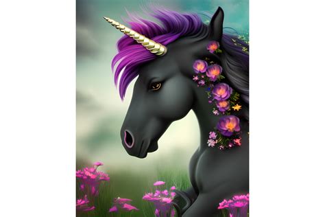 Black Unicorn Gold Horn Graphic by L. M. Dunn · Creative Fabrica