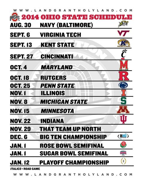 Ohio State Football Schedule Printable - Printable Schedule