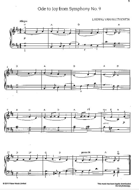 Ode To Joy From Symphony No 9 Klavier Einfach Pdf Noten Von Ludwig