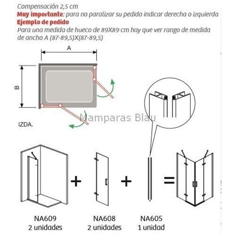 Mampara Angular Fijos Y Puertas Abatibles Con Bisagras Na