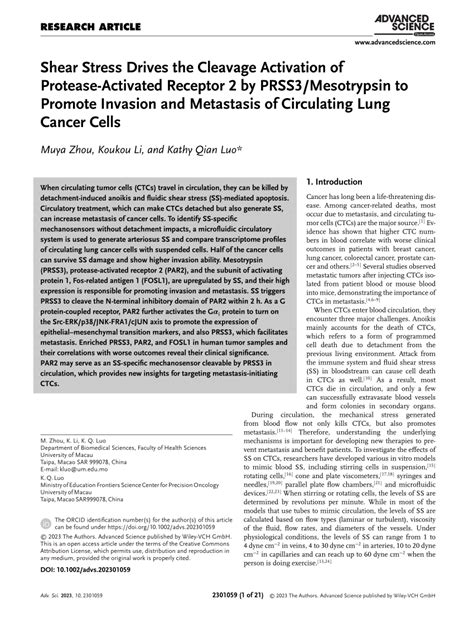 PDF Shear Stress Drives The Cleavage Activation Of ProteaseActivated