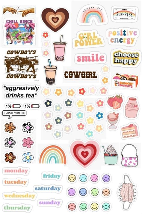 The Stickers Are All Different Colors And Shapes