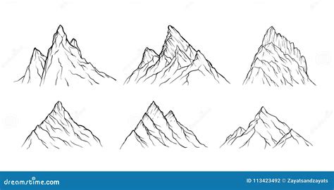 Hand Drawn Mountains Stock Vector Illustration Of High 113423492