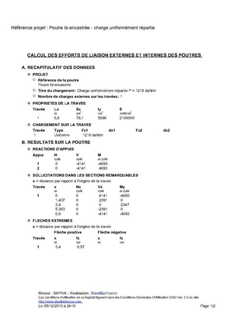 Dimensionnement Poutre M Tallique Page