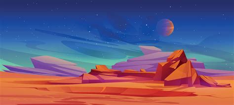 Mars surface, alien planet cartoon landscape view 16962736 Vector Art at Vecteezy