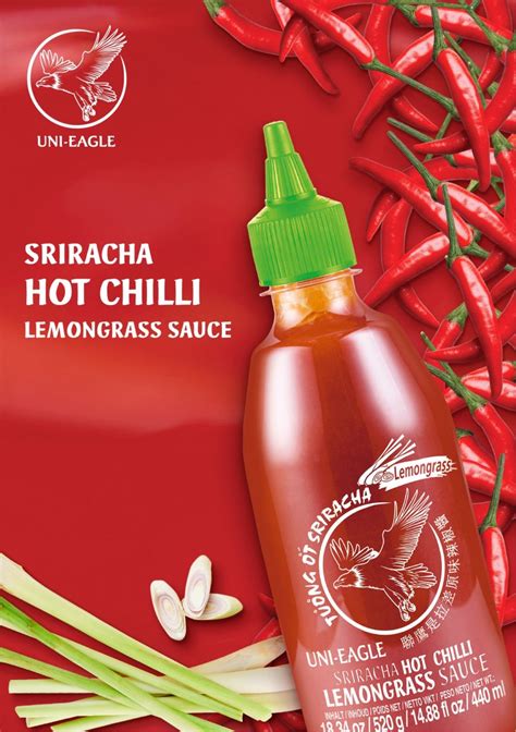 UNI EAGLE HOT CHILLI SRIRACHA LEMONGRASS SAUCE 520G Trans