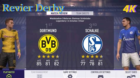 FIFA 18 Gameplay PS5 4K Revier Derby Dortmund Vs Schalke BUNDESLIGA