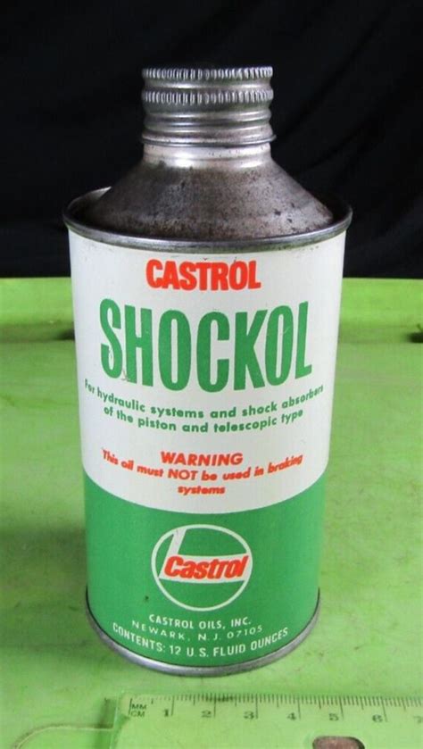 Castrol Shockol Oil Can 12 Fluid Oz Metal Can Full Vintage Fork